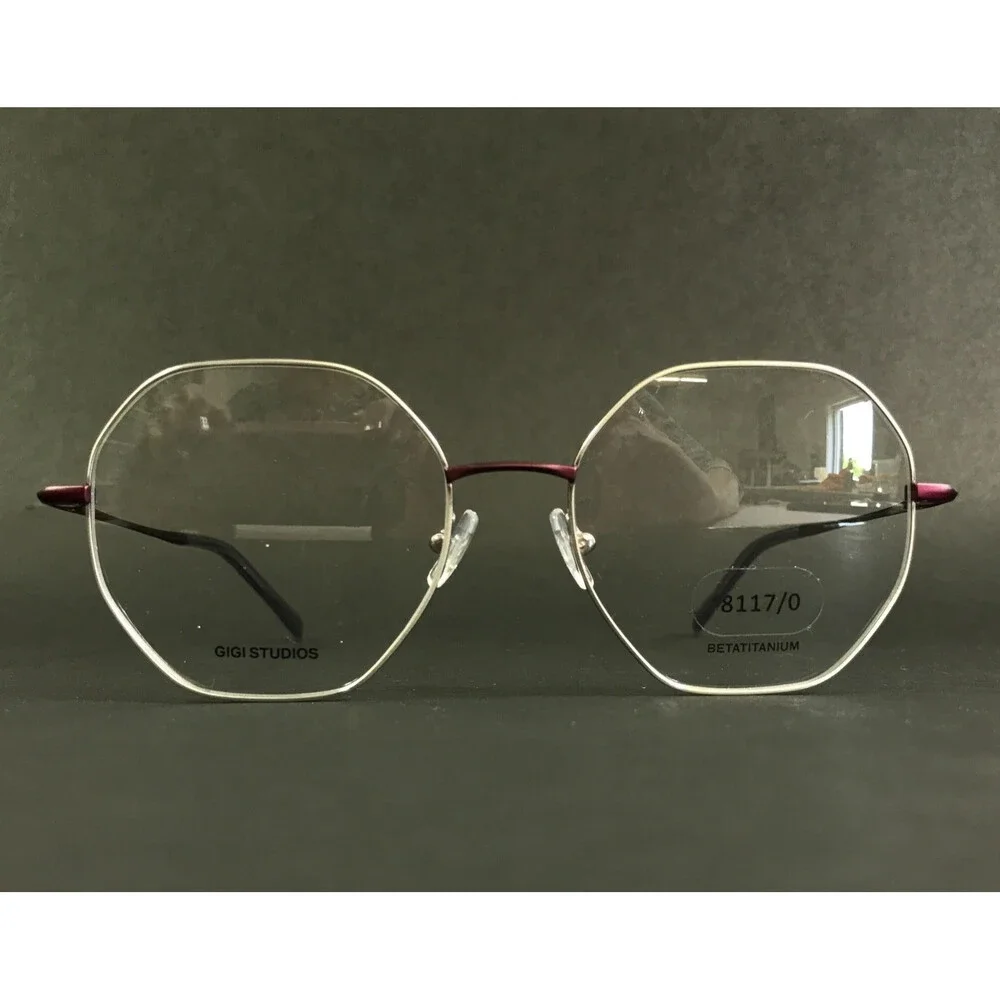 Gigi Studios Eyeglasses Frames ALEGRIA 8117/0 Gray Matte Red Bordeaux 53-17-140
